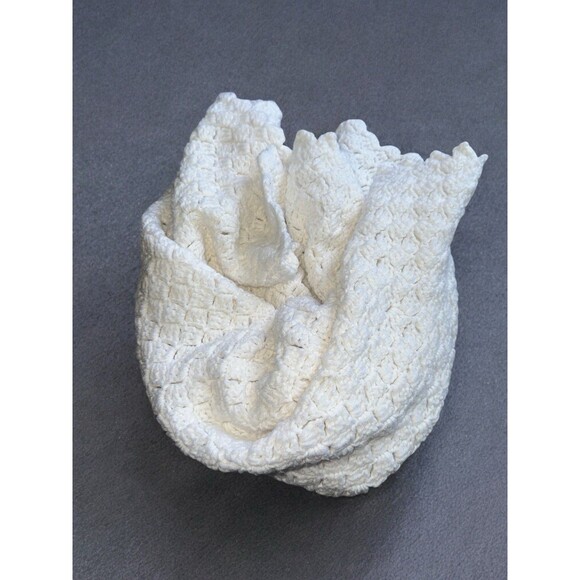 Crochet Knit White Baby Granny Afghan Throw Blanket Vintage Nursery Decor - Picture 8 of 14